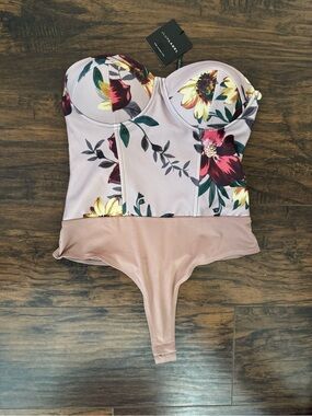 JLUXLABEL Blush Pink Floral Underwire Bustier Bodysuit